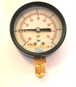 Stål  Kombi Vakuum-Manometer ½" Ø100   -1,0 til 3 Bar MS nedad