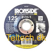 Skrubskive Ø125mm Ø22,2  Tykkelse 7,0mm Stål Inox. Ironside 2-in-1 skrubskive forsat