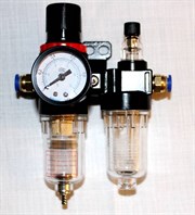 Kompineret Filter/Vandudlader/Regulatorer med Tågesmøring 1/4" + Push-in  0 - 8 BAR